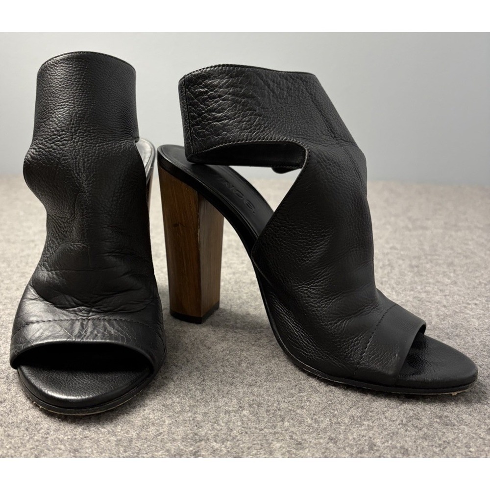 Vince Addie Leather Open Toe Booties BlackSize 6.5 Leather Low Boot